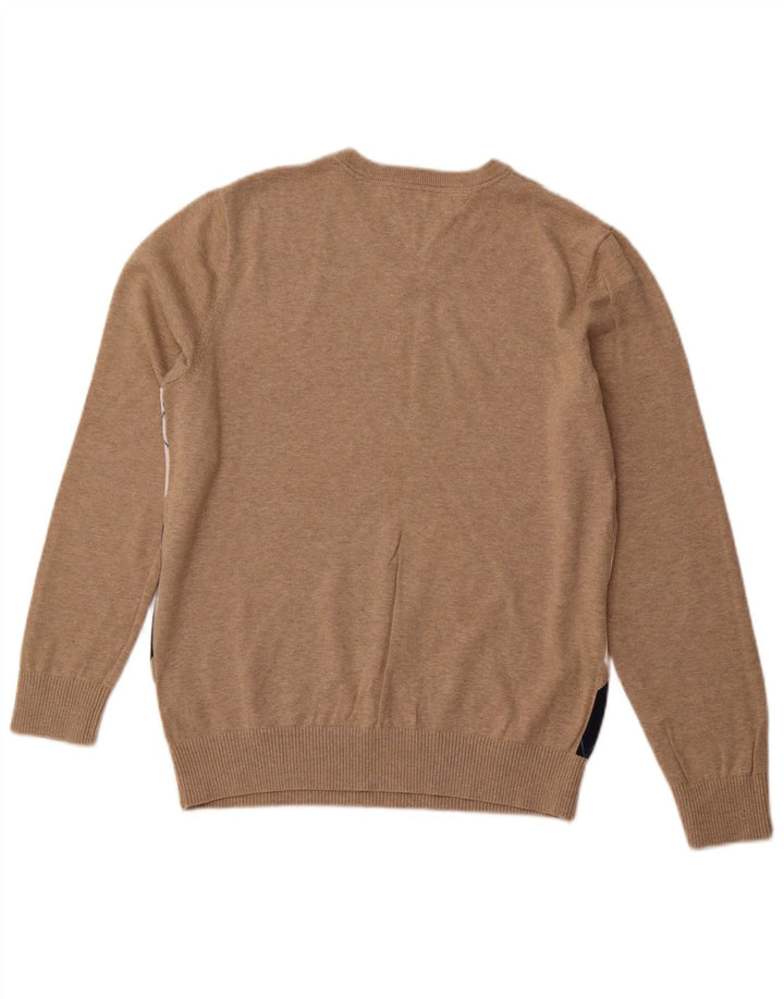 TOMMY HILFIGER Maglione da uomo con scollo a V beige medio a rombi/diamante