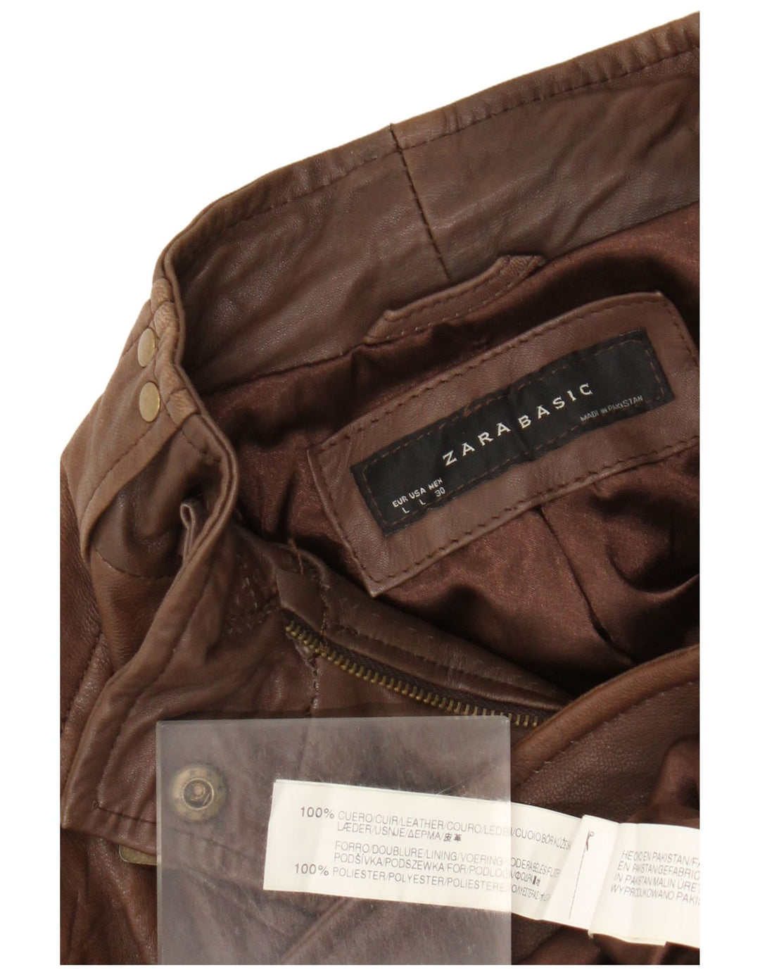 Giacca in pelle da donna Zara UK 14 grande in pelle marrone