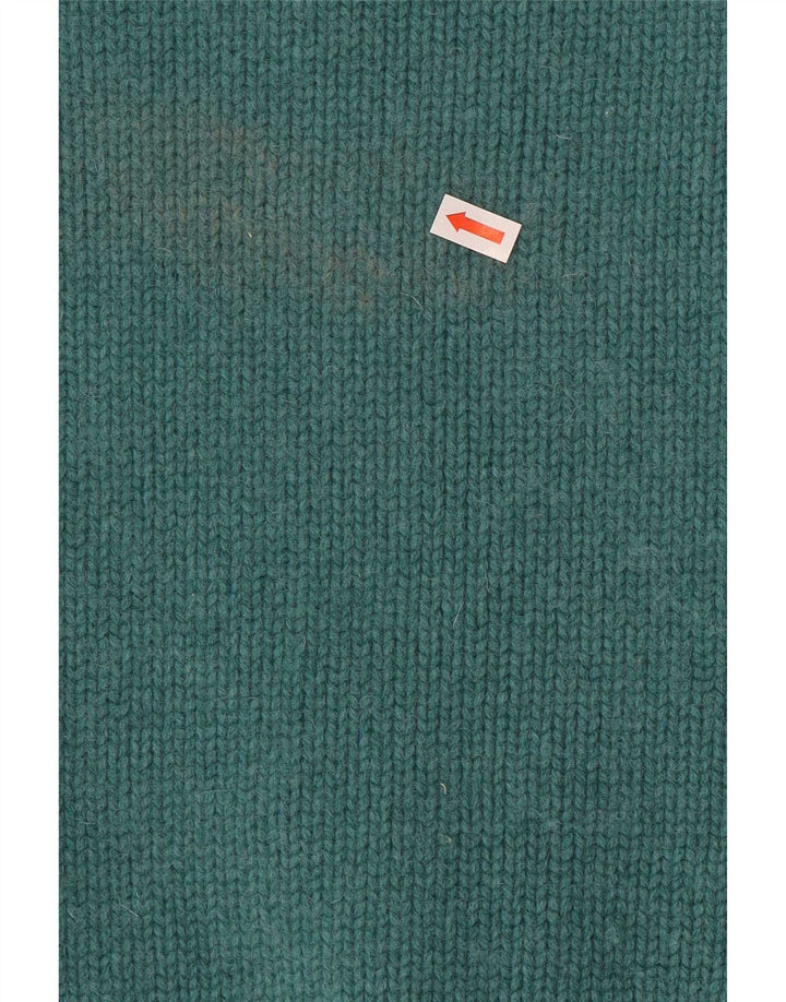 Maglione maglione con collo con zip da donna Weird Fish UK 10 piccolo lana verde