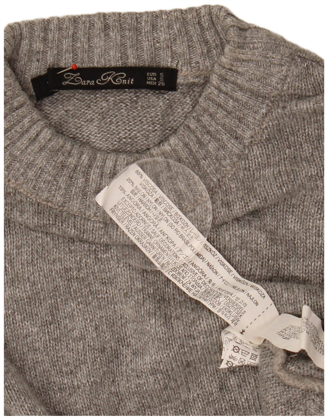 Maglione maglione girocollo da donna Zara UK 10 piccolo in viscosa grigia