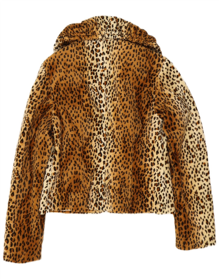 Giacca vintage da donna in pelliccia sintetica EU 38 Poliestere con stampa animalier marrone medio