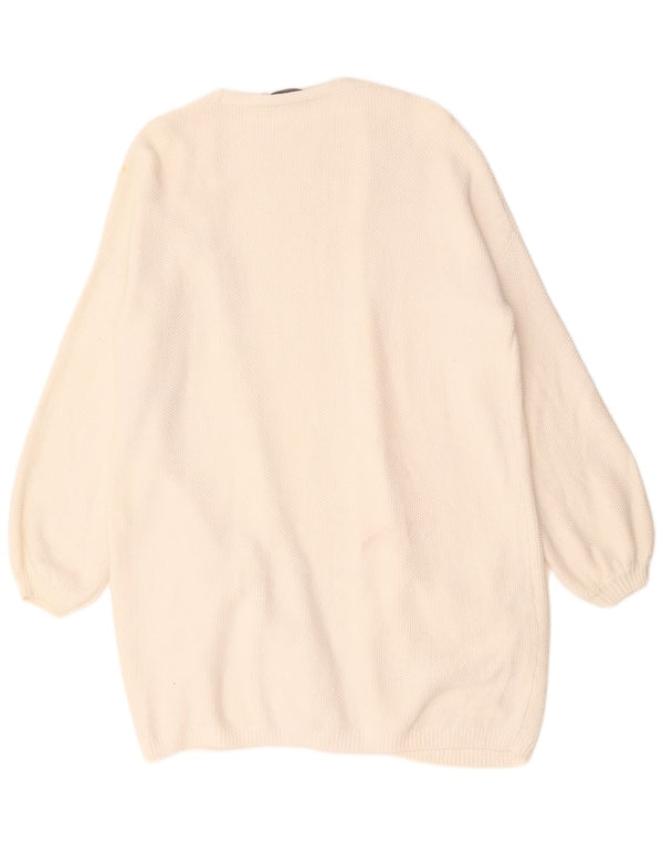 MINT VELVET Maglione cardigan lungo oversize da donna UK 14 Medio Bianco