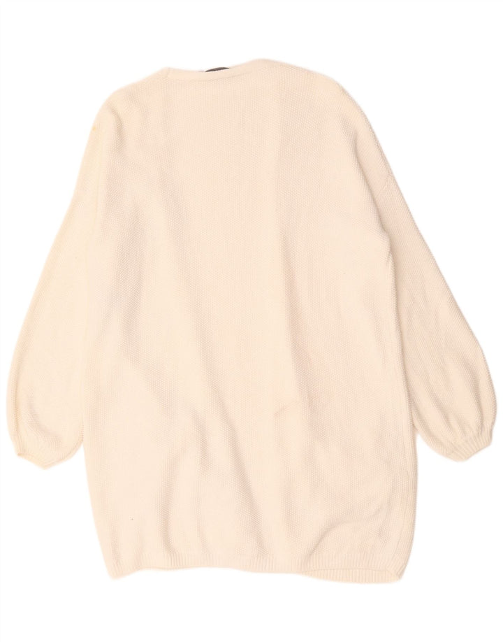 MINT VELVET Maglione cardigan lungo oversize da donna UK 14 Medio Bianco