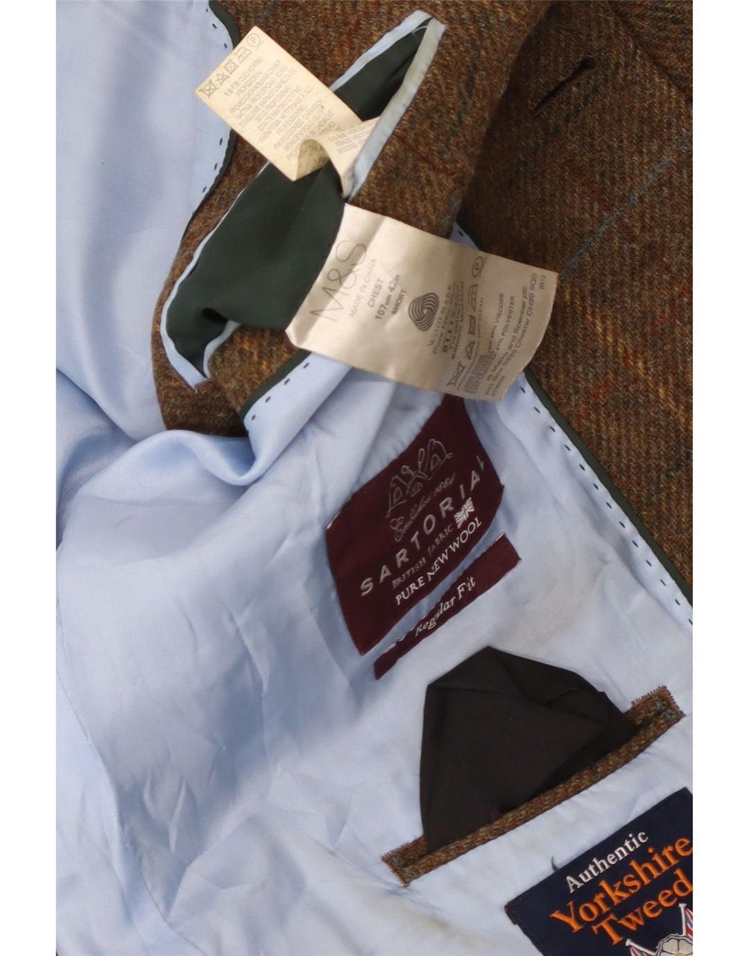 Giacca blazer a 2 bottoni da uomo Marks & Spencer UK 42 XL a quadri marroni