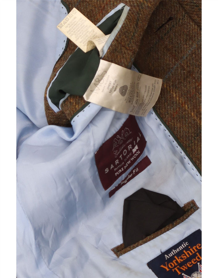 Giacca blazer a 2 bottoni da uomo Marks & Spencer UK 42 XL a quadri marroni