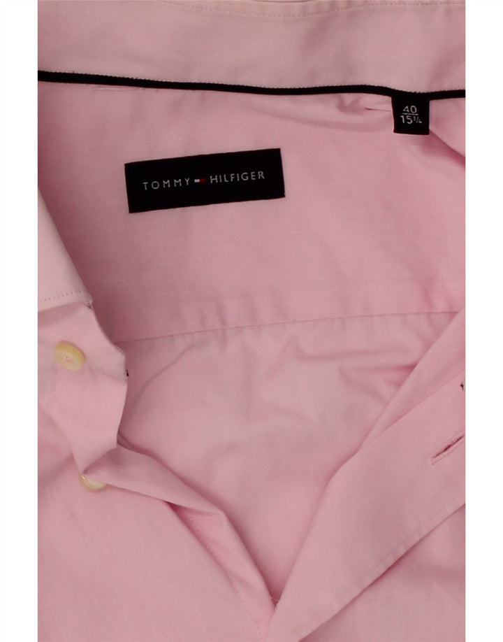 TOMMY HILFIGER Mens Shirt Size 40 15 1/2 Medium Pink Cotton Vintage Tommy Hilfiger and Second-Hand Tommy Hilfiger from Messina Hembry 