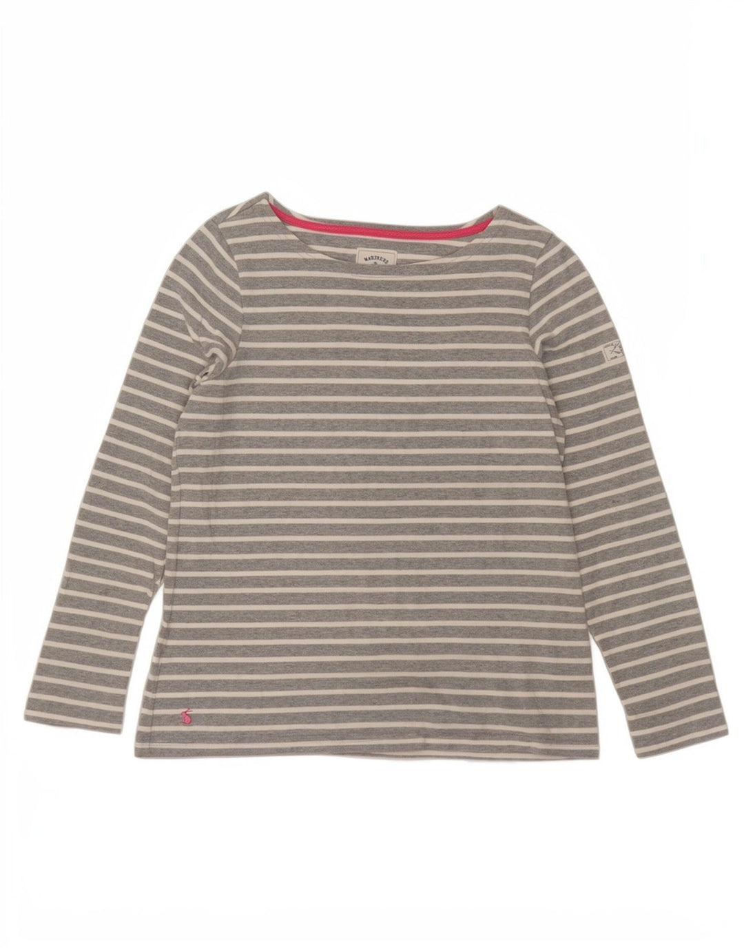 Joules Top da donna a maniche lunghe UK 12 Cotone a righe grigio medio