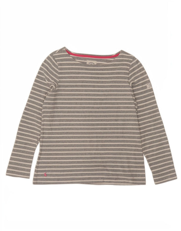 Joules Top da donna a maniche lunghe UK 12 Cotone a righe grigio medio