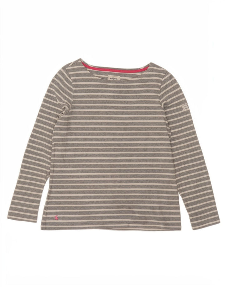 Joules Top da donna a maniche lunghe UK 12 Cotone a righe grigio medio