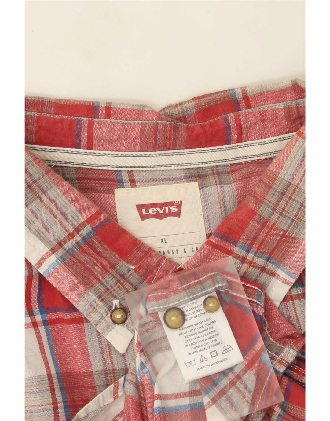 Camicia a maniche corte da uomo Levi's XL in cotone a quadri rossi