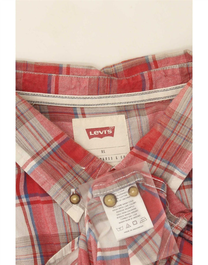Camicia a maniche corte da uomo Levi's XL in cotone a quadri rossi