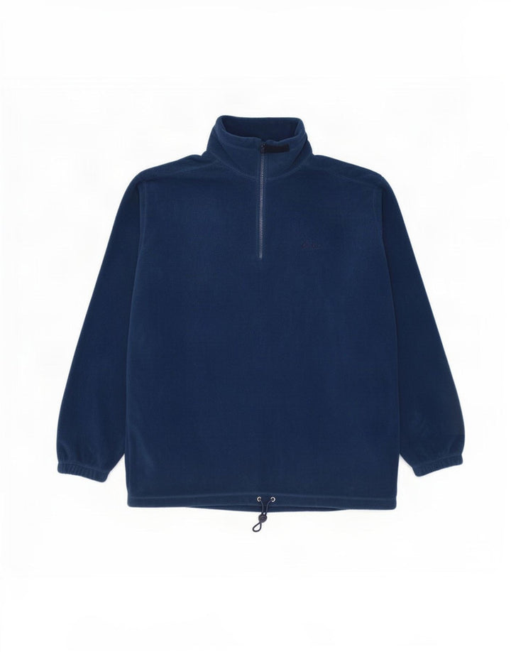 Maglione in pile da uomo Asics con zip e collo XL in poliestere blu navy