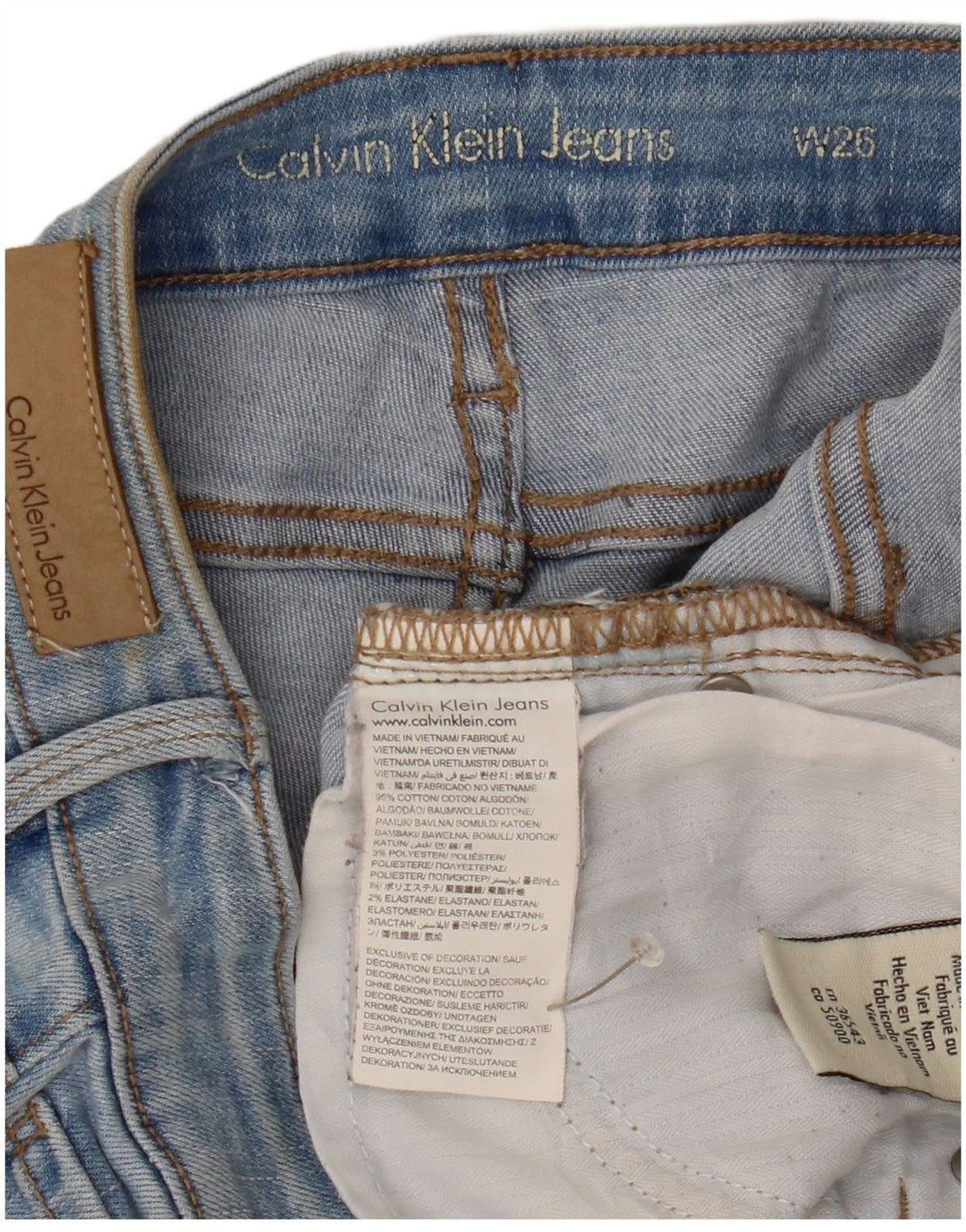 CALVIN KLEIN Pantaloncini di jeans da donna W26 piccoli in cotone blu