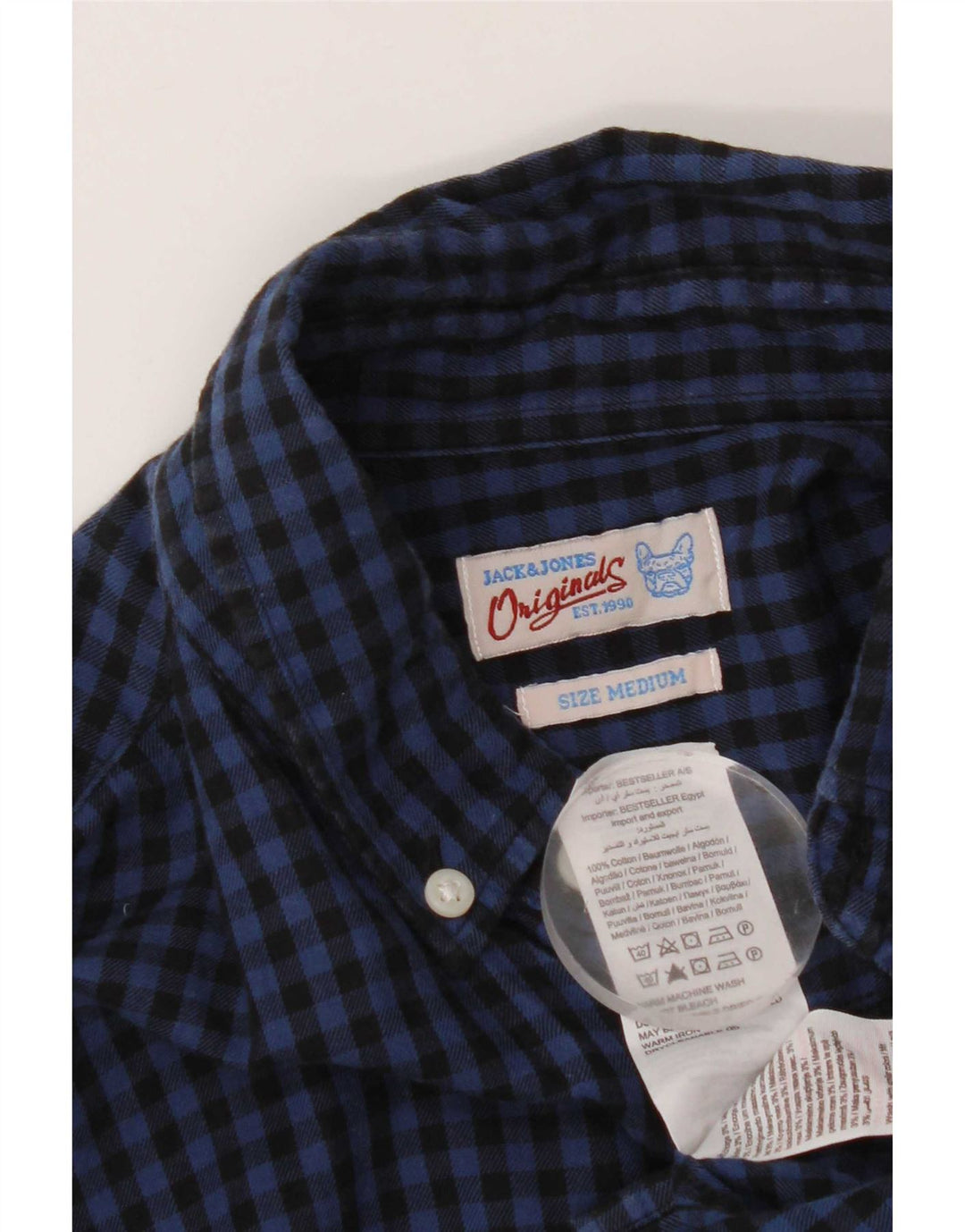 Camicia da uomo Jack & Jones in cotone a quadretti blu navy medio