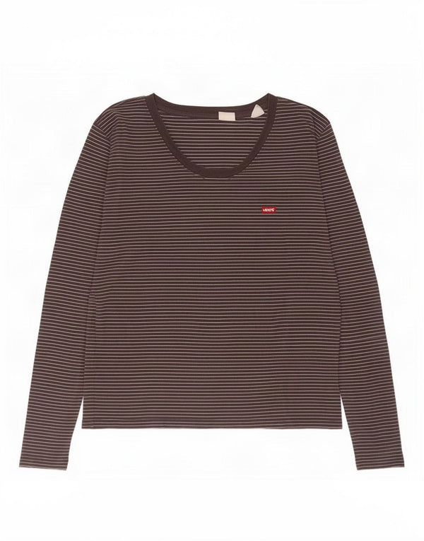 Levi's Top da donna a maniche lunghe UK 12 cotone a righe nere medie