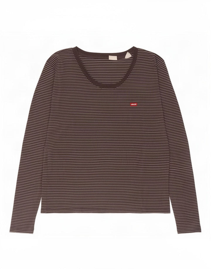 Levi's Top da donna a maniche lunghe UK 12 cotone a righe nere medie