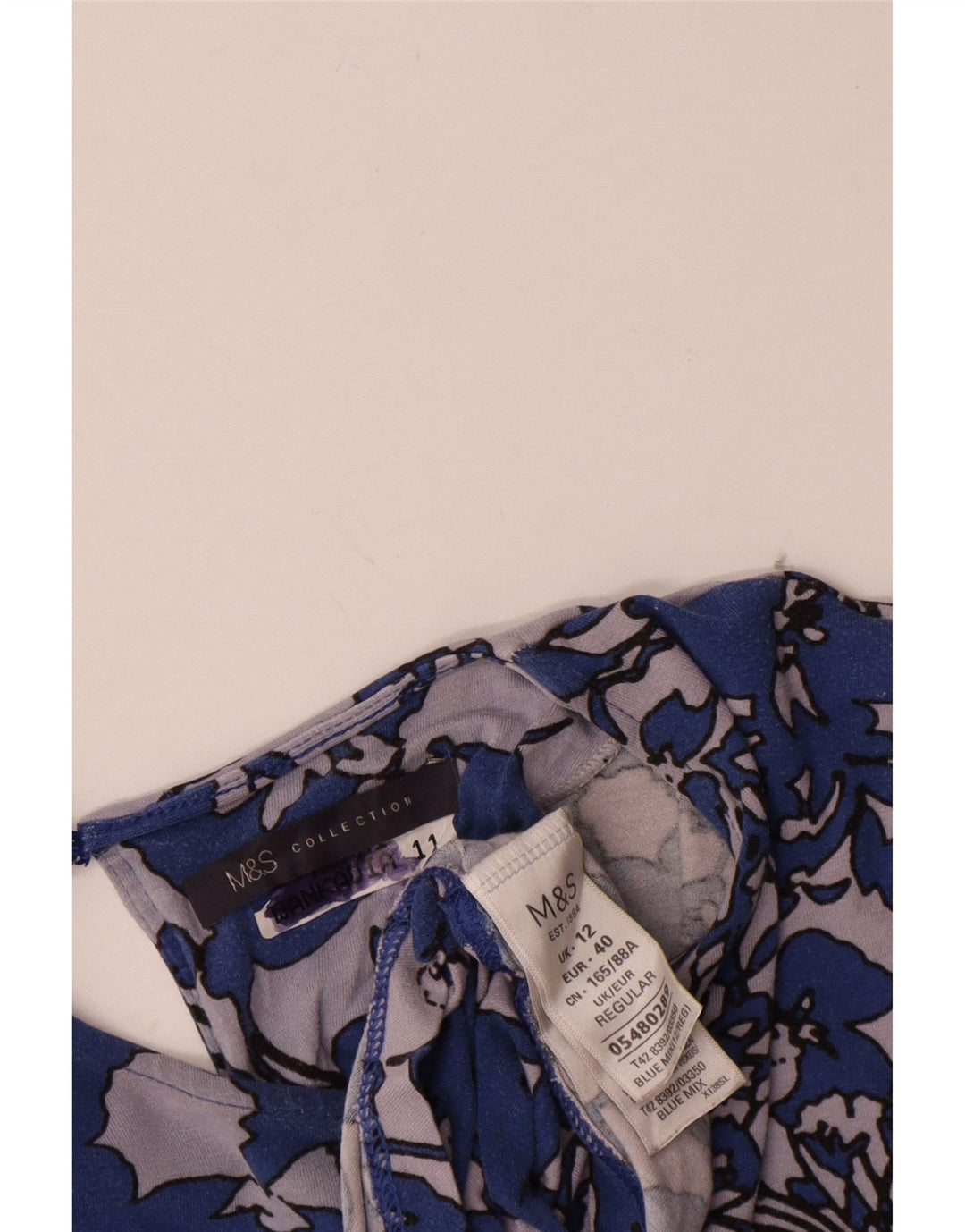 Abito a trapezio con maniche a 3/4 da donna Marks & Spencer UK 12 Blu medio floreale