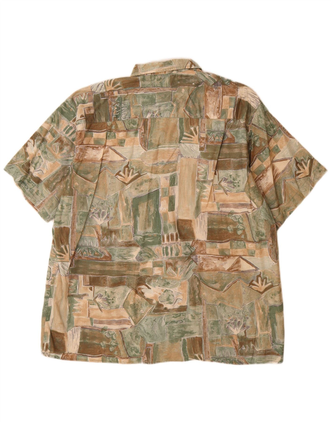 Camicia a maniche corte vintage da uomo con motivo astratto UK 45/46 XL multicolore