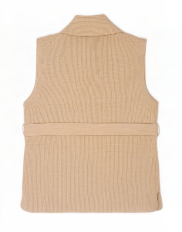 Maglione cardigan senza maniche da donna Zara UK 10 piccolo acrilico beige