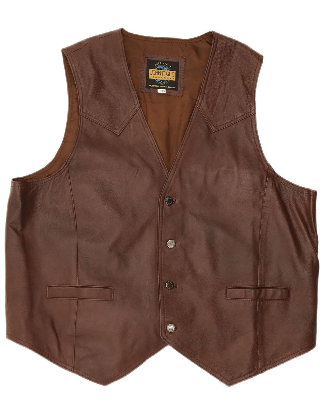 Gilet in pelle da uomo John F Gee XL Marrone