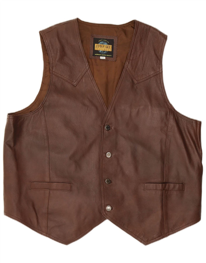 Gilet in pelle da uomo John F Gee XL Marrone