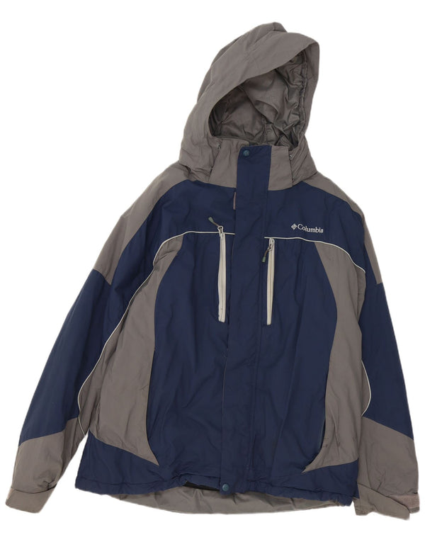 Giacca da sci con cappuccio Columbia Omni-Shield da uomo UK 40 Large Blue Colourblock