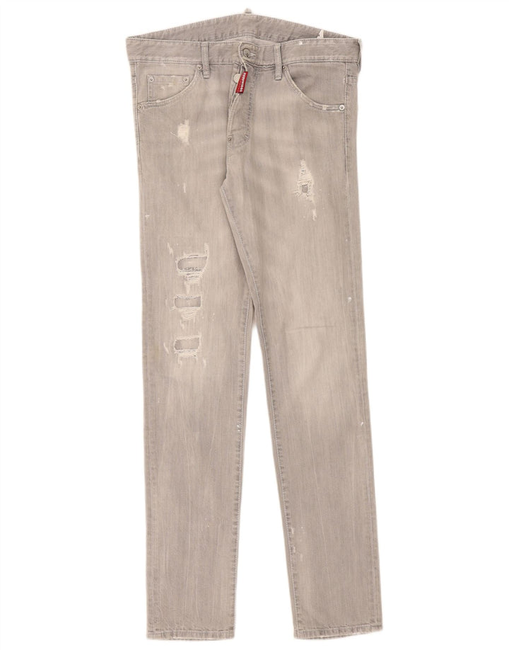 Jeans slim invecchiati da donna Dsquared2 IT 50 XL W36 L35 cotone grigio