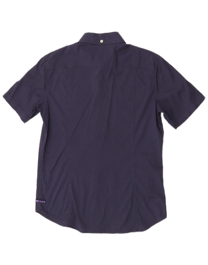 Camicia a maniche corte da uomo Gas XL in cotone blu navy