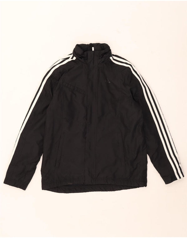 Giacca a vento con cappuccio Adidas da ragazzo 13-14 anni in poliestere nero