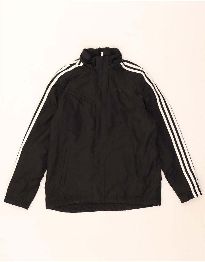 Giacca a vento con cappuccio Adidas da ragazzo 13-14 anni in poliestere nero
