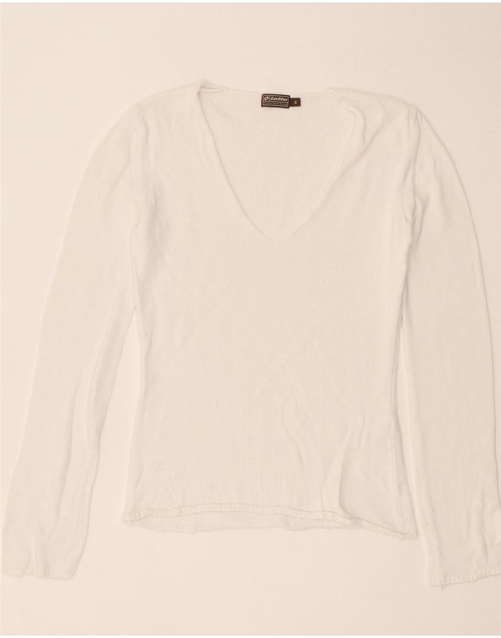 Maglione maglione con scollo a V da donna Lotto UK 12 Cotone bianco medio