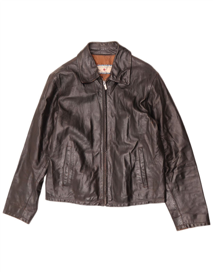 Giacca in pelle vintage da donna UK 14 Marrone medio