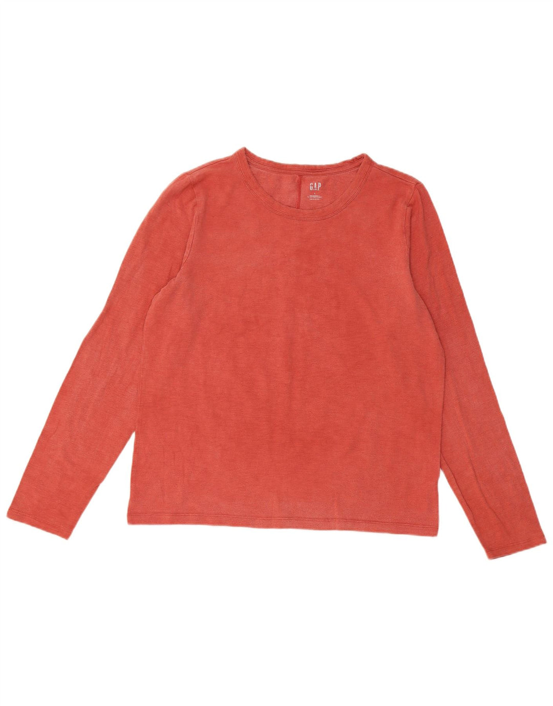Gap Donna Top Manica Lunga UK 14 Large Rosso Cotone
