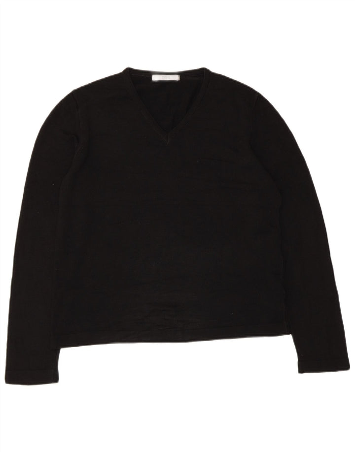 Top corto da donna Marks & Spencer a maniche lunghe UK 14 medio nero acrilico