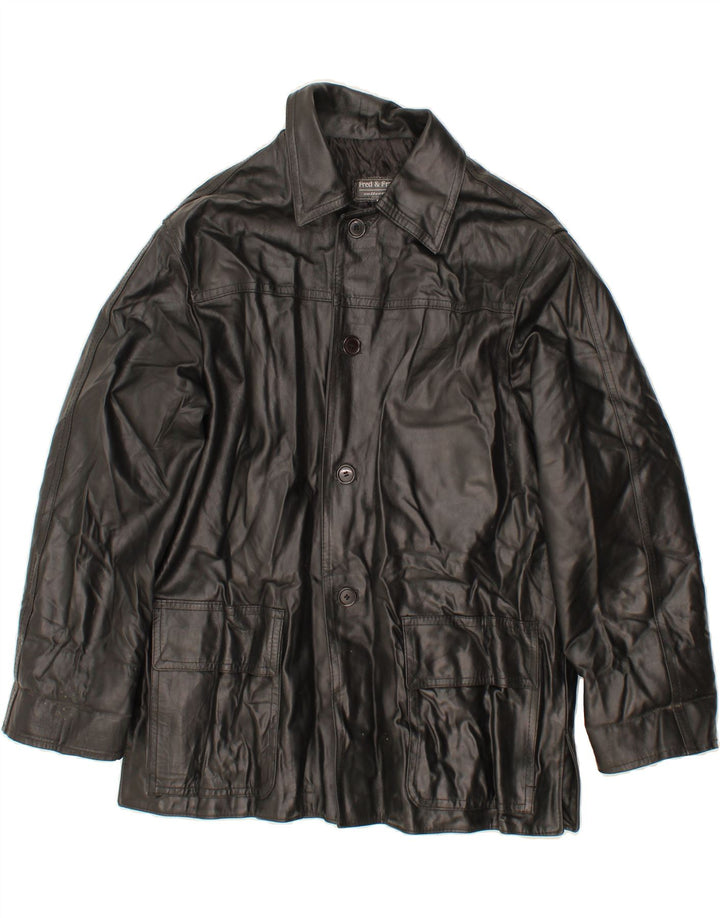 VINTAGE Mens Leather Jacket UK 40 Large Black Leather Vintage Vintage and Second-Hand Vintage from Messina Hembry 