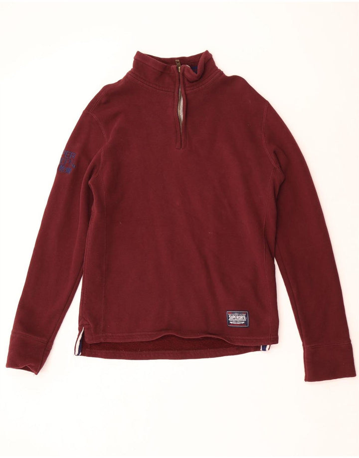 Felpa da uomo con collo con zip grafica Superdry, maglione grande, cotone marrone