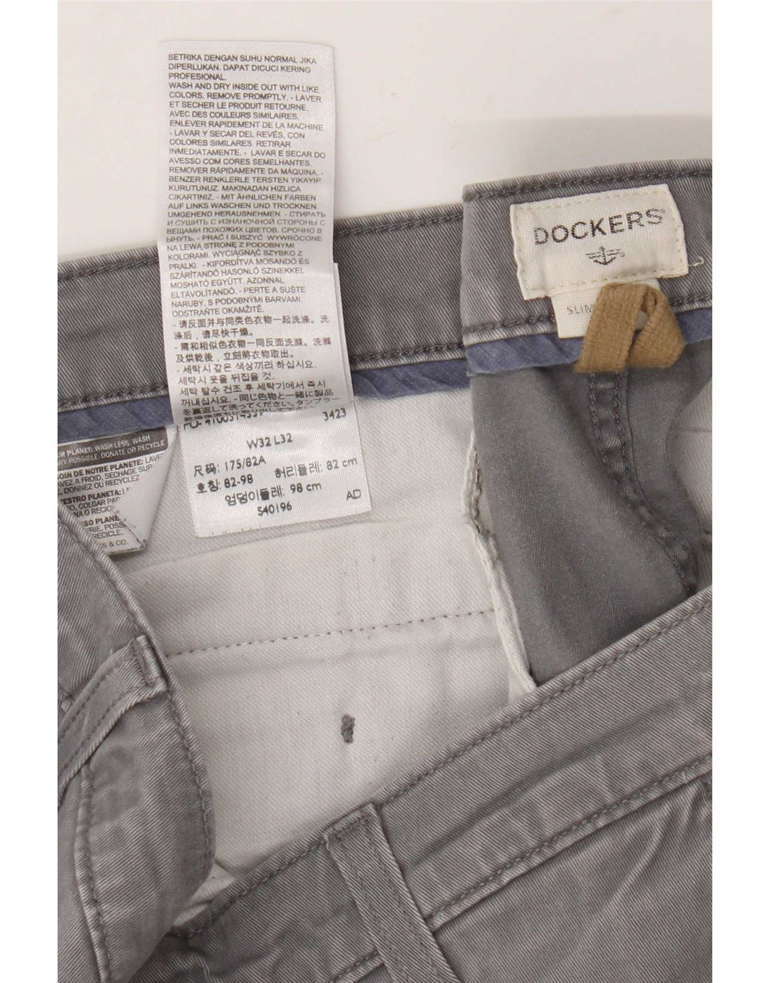 Pantaloni chino slim da uomo Dockers W32 L29 cotone grigio