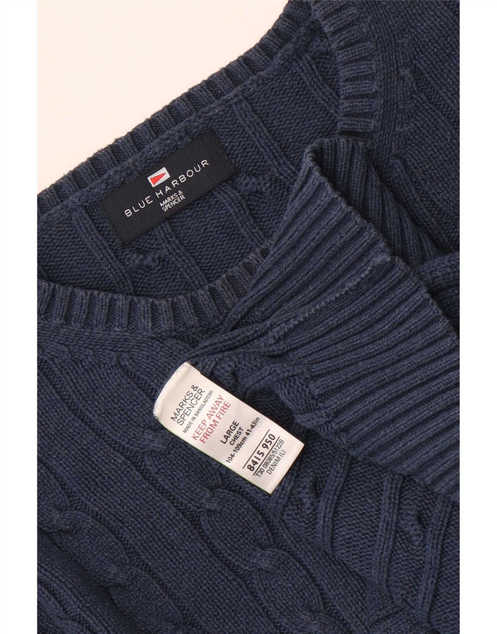 Maglione maglione girocollo da uomo Marks & Spencer blu Harbour grande blu navy