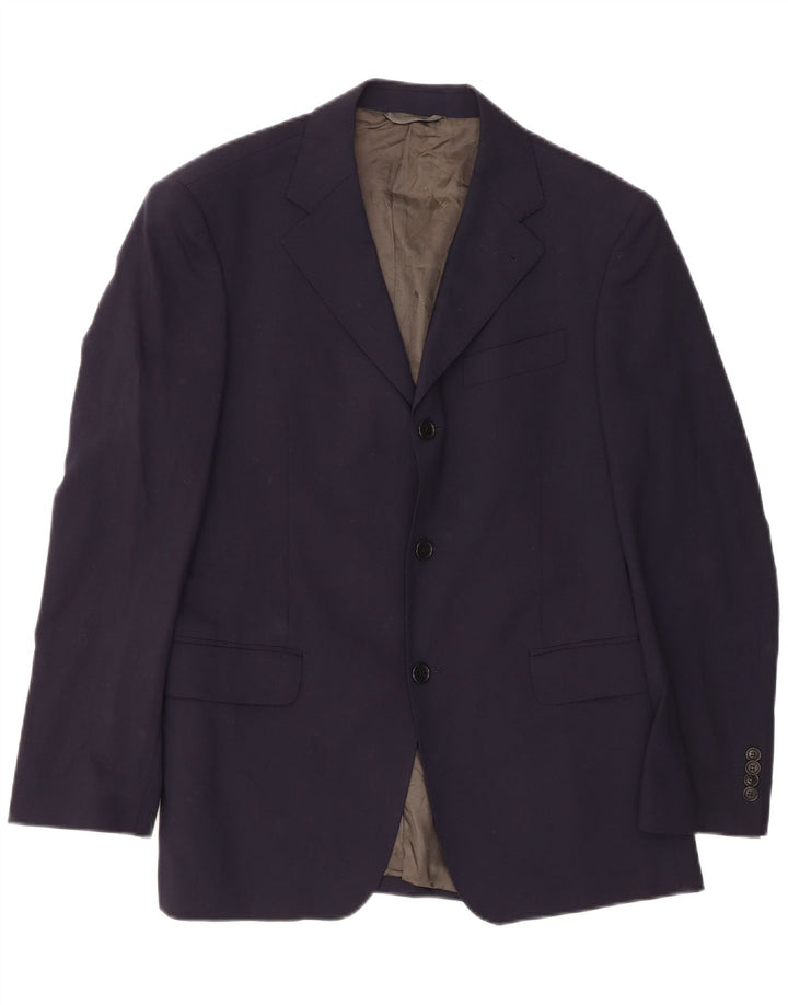 BROOKSFIELD Mens 3 Button Blazer Jacket IT 48 Medium Navy Blue Wool Vintage Brooksfield and Second-Hand Brooksfield from Messina Hembry 