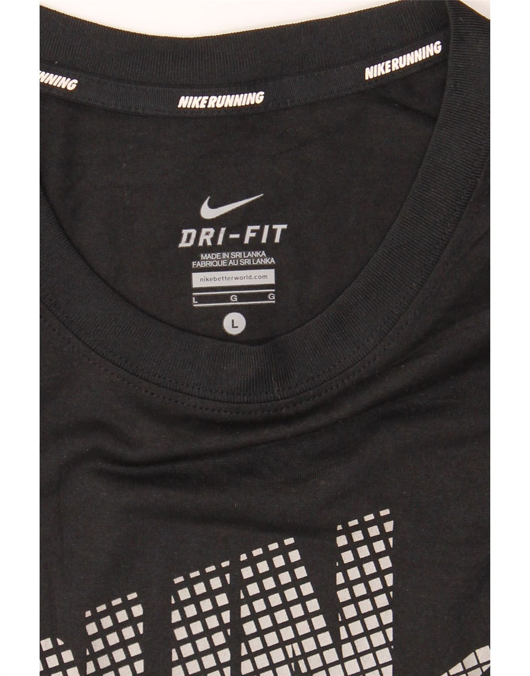 NIKE Mens Dri Fit Graphic T-Shirt Top Large Black Polyester Vintage Nike and Second-Hand Nike from Messina Hembry 