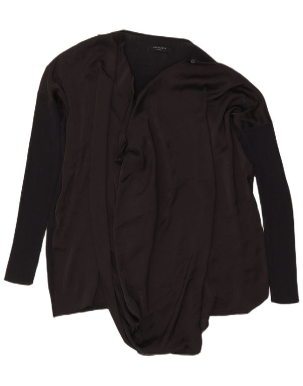 Maglione maglione con scollo a V da donna All Saints UK 10 piccolo cotone nero