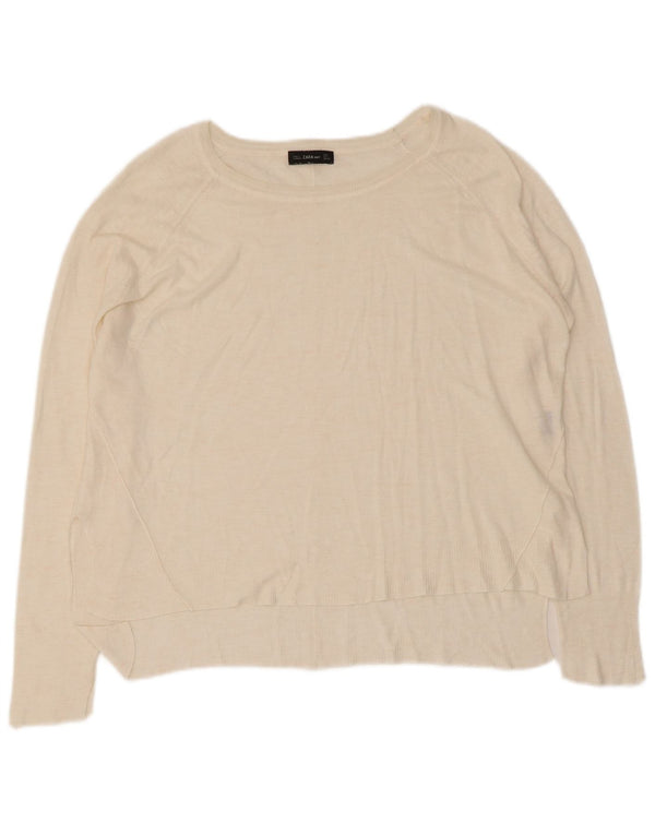 Maglione maglione con scollo a barca da donna Zara UK 16 grande beige
