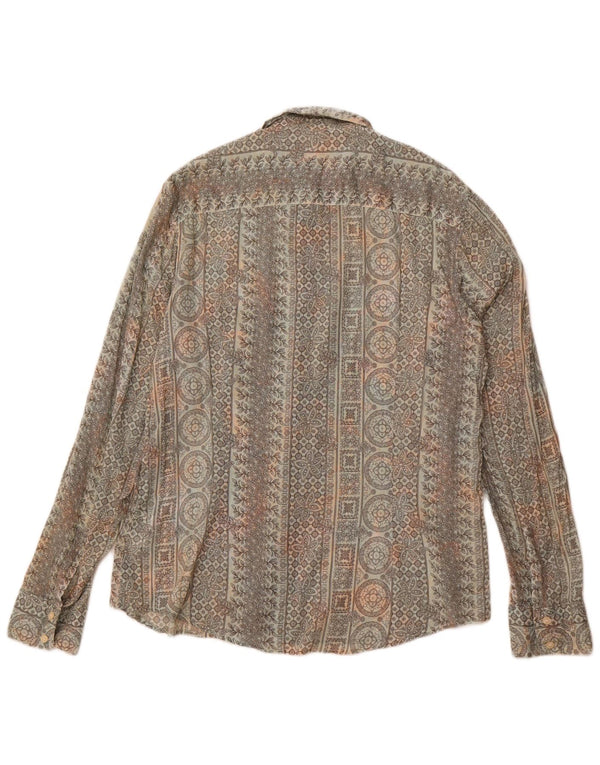 CALVIN KLEIN JEANS Camicia da donna UK 20 2XL Cotone floreale grigio