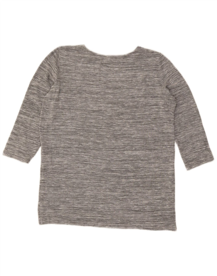 Marks & Spencer Top da donna manica 3/4 UK 12 Viscosa chiazzata grigio medio