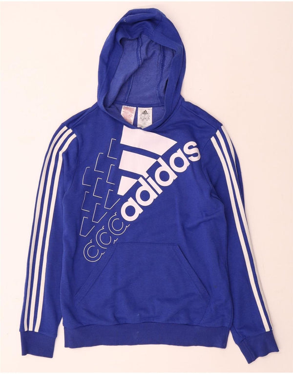 Felpa con cappuccio grafica ADIDAS per ragazzi 13-14 anni in cotone blu