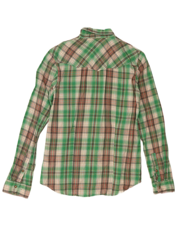 Camicia da uomo Wrangler slim fit in flanella di cotone a quadri verdi piccoli