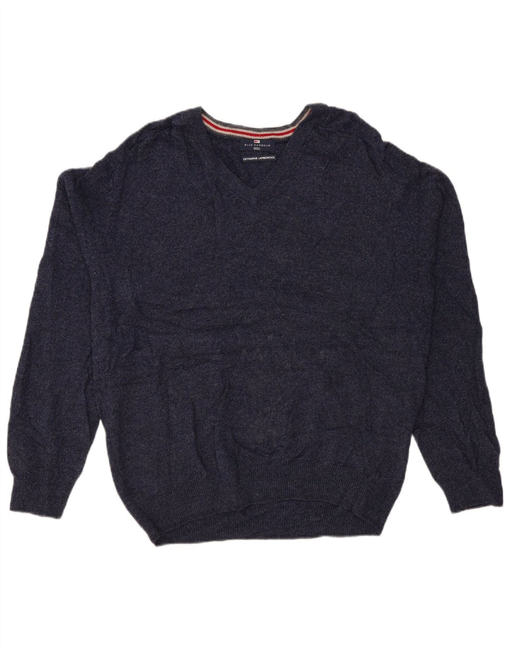 Maglione da uomo Marks & Spencer Blue Harbour con scollo a V grande blu navy