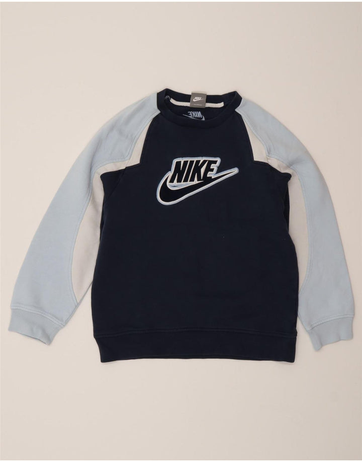 Felpa Nike da bambino, 10-11 anni, colore blu navy medio, color block