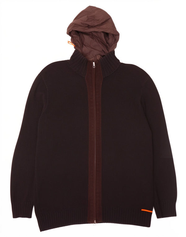 Maglione cardigan con cappuccio da uomo Hugo Boss 2XL cotone marrone