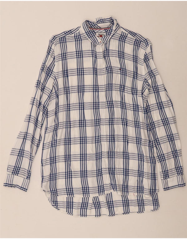 Camicia oversize da donna Tommy Hilfiger UK 18 XL viscosa a quadri bianca